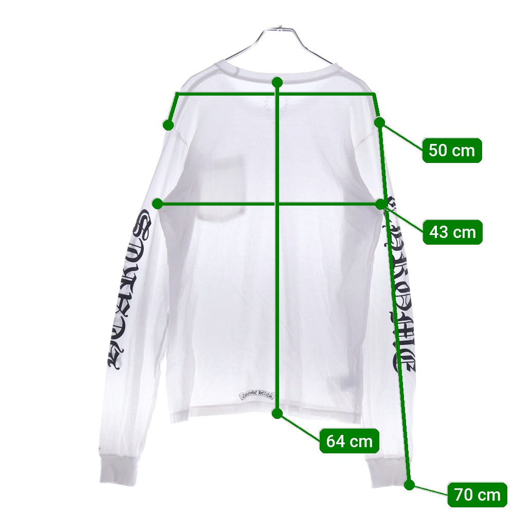 CHROME HEARTS(クロムハーツ) Neck Logo L/S Tee ネックロゴ プリント長袖Tシャツ カットソー ホワイト