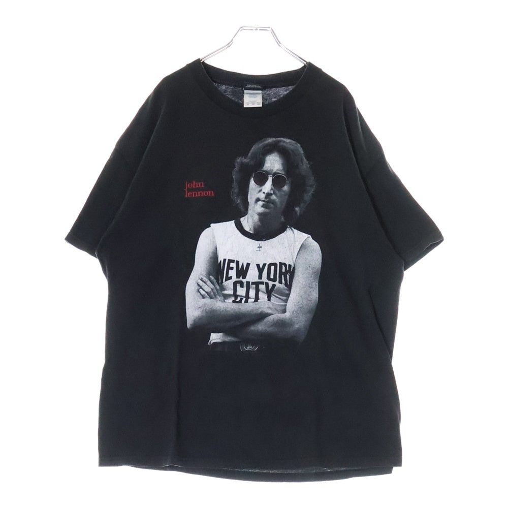 VINTAGE(ヴィンテージ) 90s John lennon ジョンレノン フロントプリント クルーネック 半袖Tシャツ ブラック