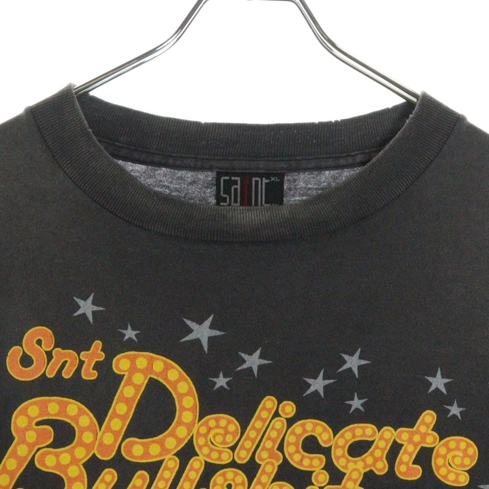 SAINT MICHAEL(セントマイケル) 25SS DELICATE BULLSHIT SS TEE ヴィンテージ加工 クルーネックカットソー グレー SM-HR8-0000-003