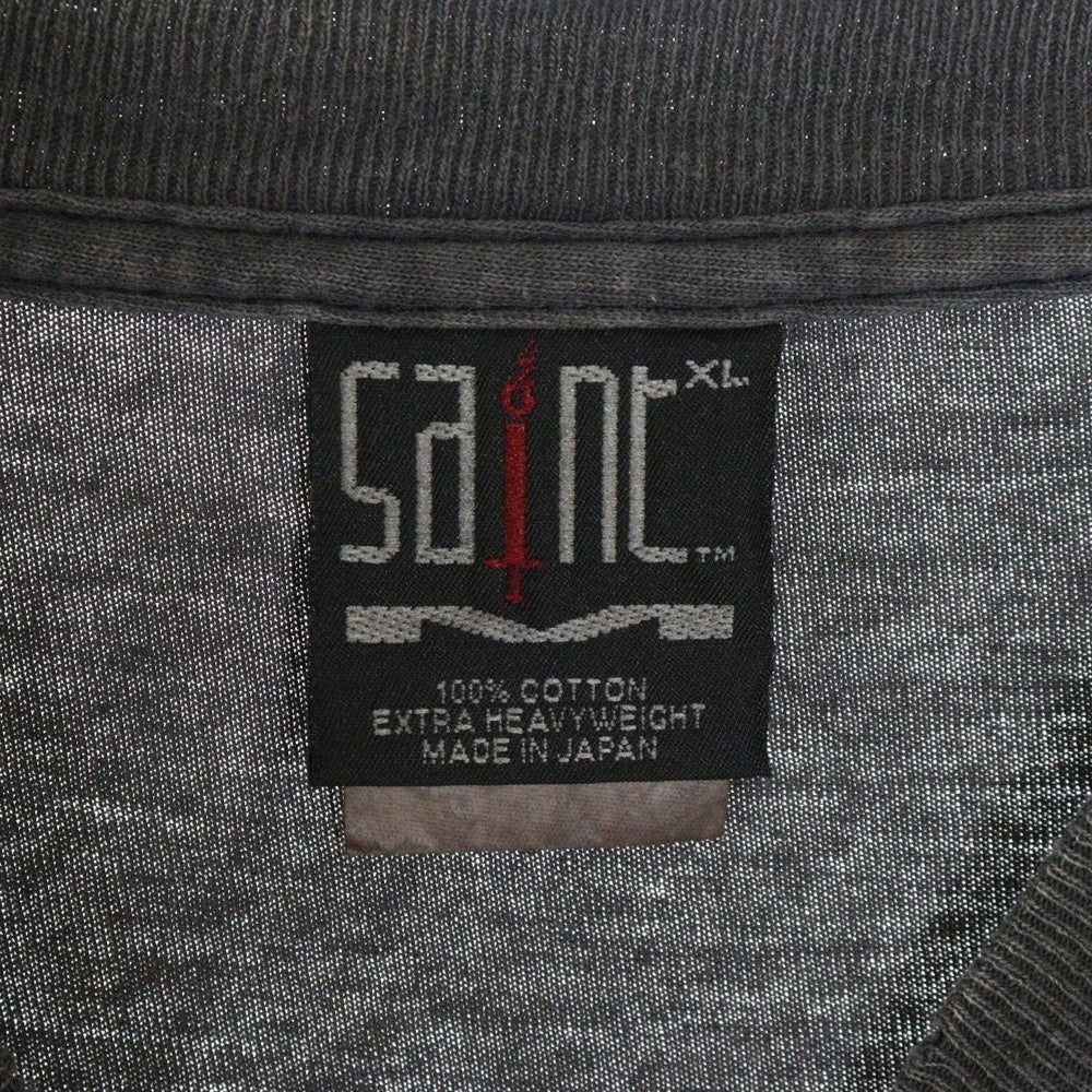 SAINT MICHAEL(セントマイケル) 25SS DELICATE BULLSHIT SS TEE ヴィンテージ加工 クルーネックカットソー グレー SM-HR8-0000-003