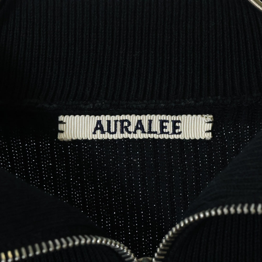 AURALEE(オーラリー) 20SS SUPER HARD TWIST RIB KNIT HALF ZIP P/O スーパーハードツイストリブニットハーフジッププルオーバー ブラック A20SP01TR