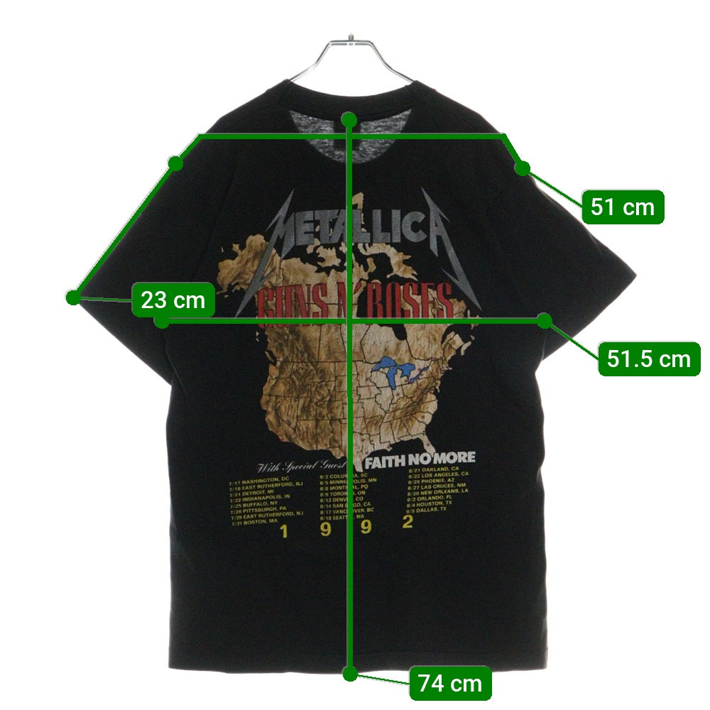 VINTAGE(ヴィンテージ) 90s METALLICA GUNS メタリカ ガンズ 両面プリント クルーネック 半袖Tシャツ ブラック