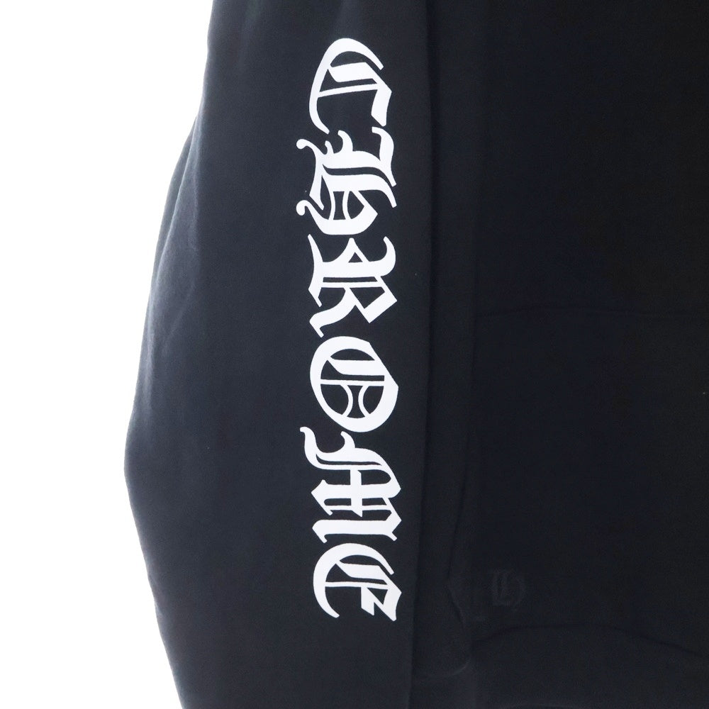 CHROME HEARTS(クロムハーツ) SWTSHRT PLVR 袖ロゴプリントプルオーバーフーディ パーカー ブラック