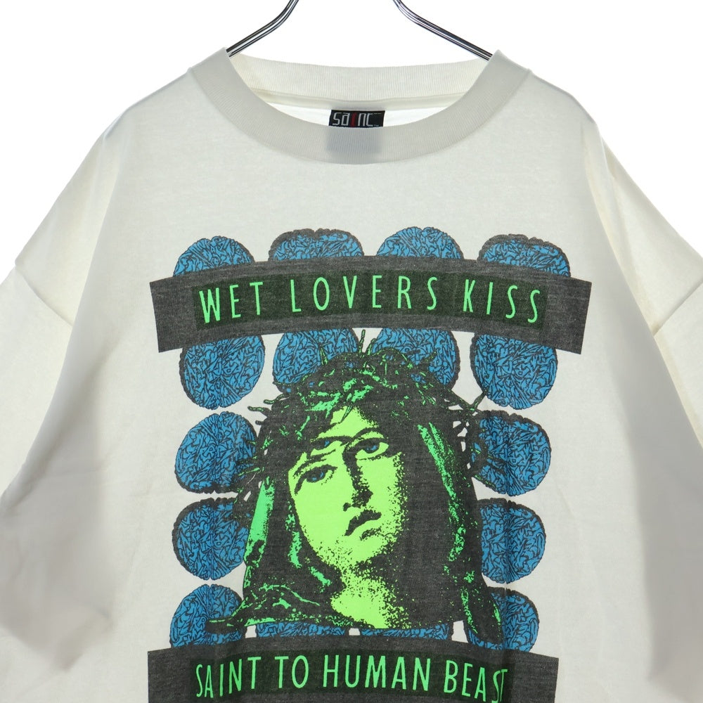 SAINT MICHAEL(セントマイケル) SS TEE KISS SM-YS1-0000-009 キス ダメージ加工 プリント半袖Tシャツ ホワイト