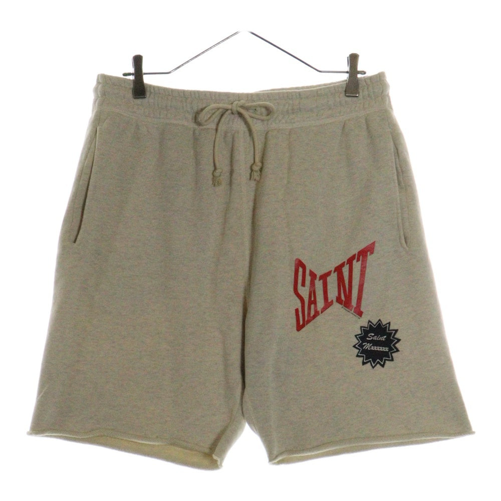 SAINT MICHAEL(セントマイケル) 24SS フロント SAINTプリント スウェット ハーフパンツ ベージュ WDS-O-ESS-24-Q4-WAF-02