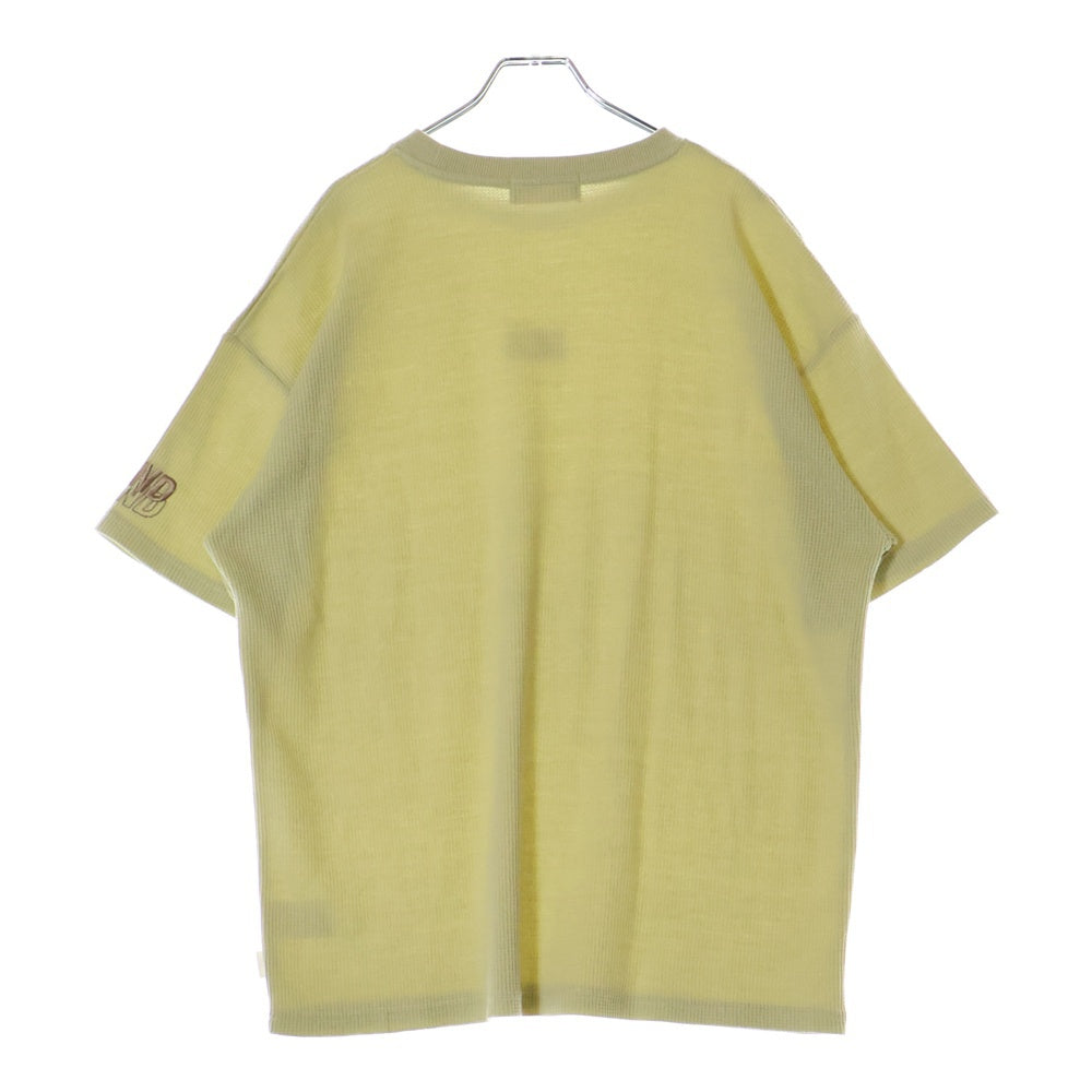 WIND AND SEA(ウィンダンシー) フロントロゴ刺繍 サーマル クルーネック 半袖Tシャツ イエロー WDS-O-ESS-24-Q4-WAF-02