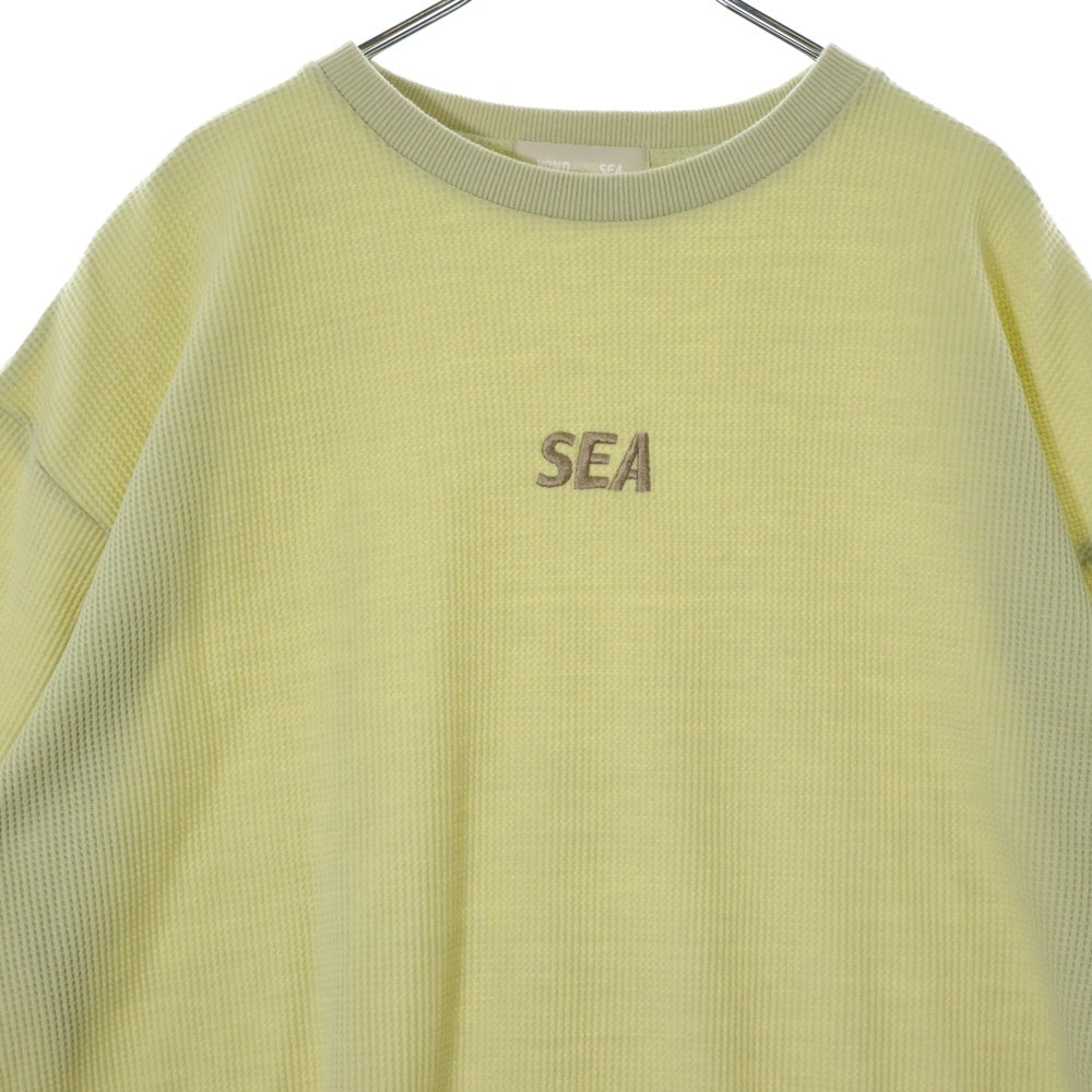 WIND AND SEA(ウィンダンシー) フロントロゴ刺繍 サーマル クルーネック 半袖Tシャツ イエロー WDS-O-ESS-24-Q4-WAF-02