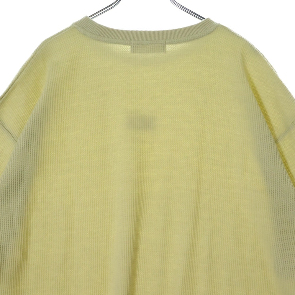 WIND AND SEA(ウィンダンシー) フロントロゴ刺繍 サーマル クルーネック 半袖Tシャツ イエロー WDS-O-ESS-24-Q4-WAF-02