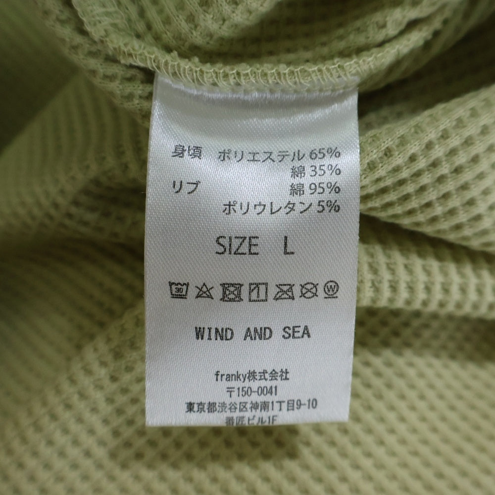 WIND AND SEA(ウィンダンシー) フロントロゴ刺繍 サーマル クルーネック 半袖Tシャツ イエロー WDS-O-ESS-24-Q4-WAF-02