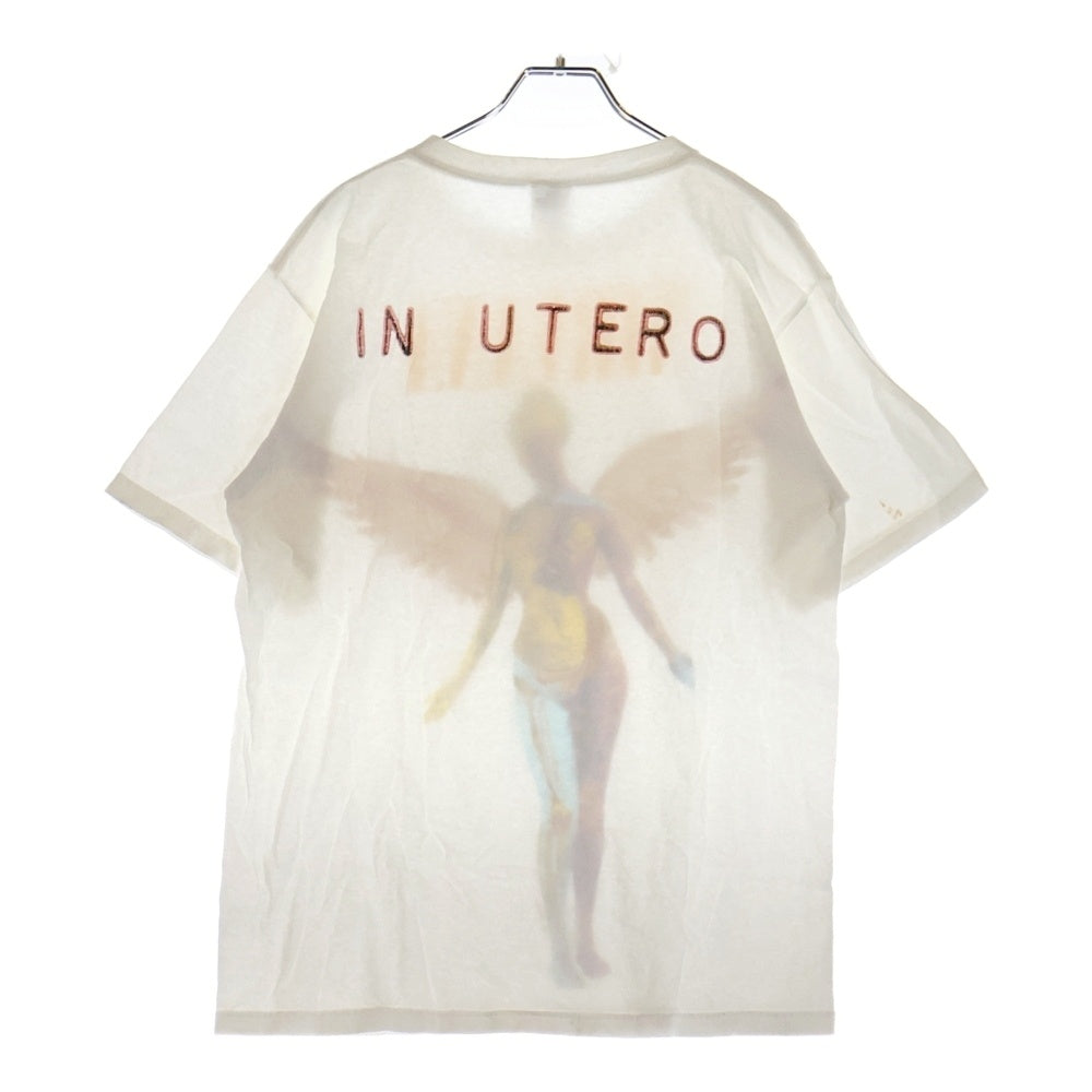 VINTAGE(ヴィンテージ) NIRVANA INUTERO ニルヴァーナ インユーテロ ANVIL 青バータグ 両面プリント クルーネック半袖Tシャツ ホワイト