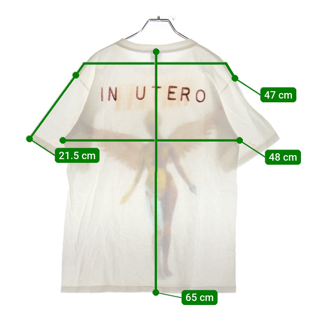 VINTAGE(ヴィンテージ) NIRVANA INUTERO ニルヴァーナ インユーテロ ANVIL 青バータグ 両面プリント クルーネック半袖Tシャツ ホワイト