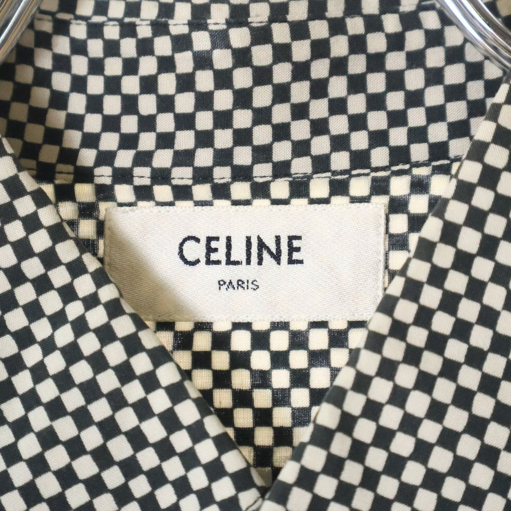 CELINE(セリーヌ) 21SS レーヨン総柄長袖シャツ ブラック/ホワイト 2C028329M