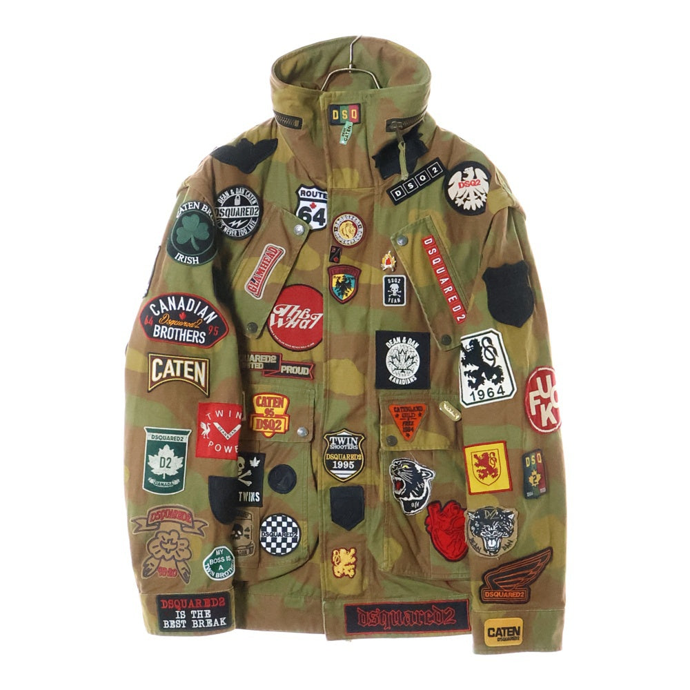 DSQUARED2(ディースクエアード) 21AW Camouflage Military Jackets カモフラージュ ミリタリージャケット カーキ/ブラウン ワッペン ピンバッチ S74AM1169 S49605