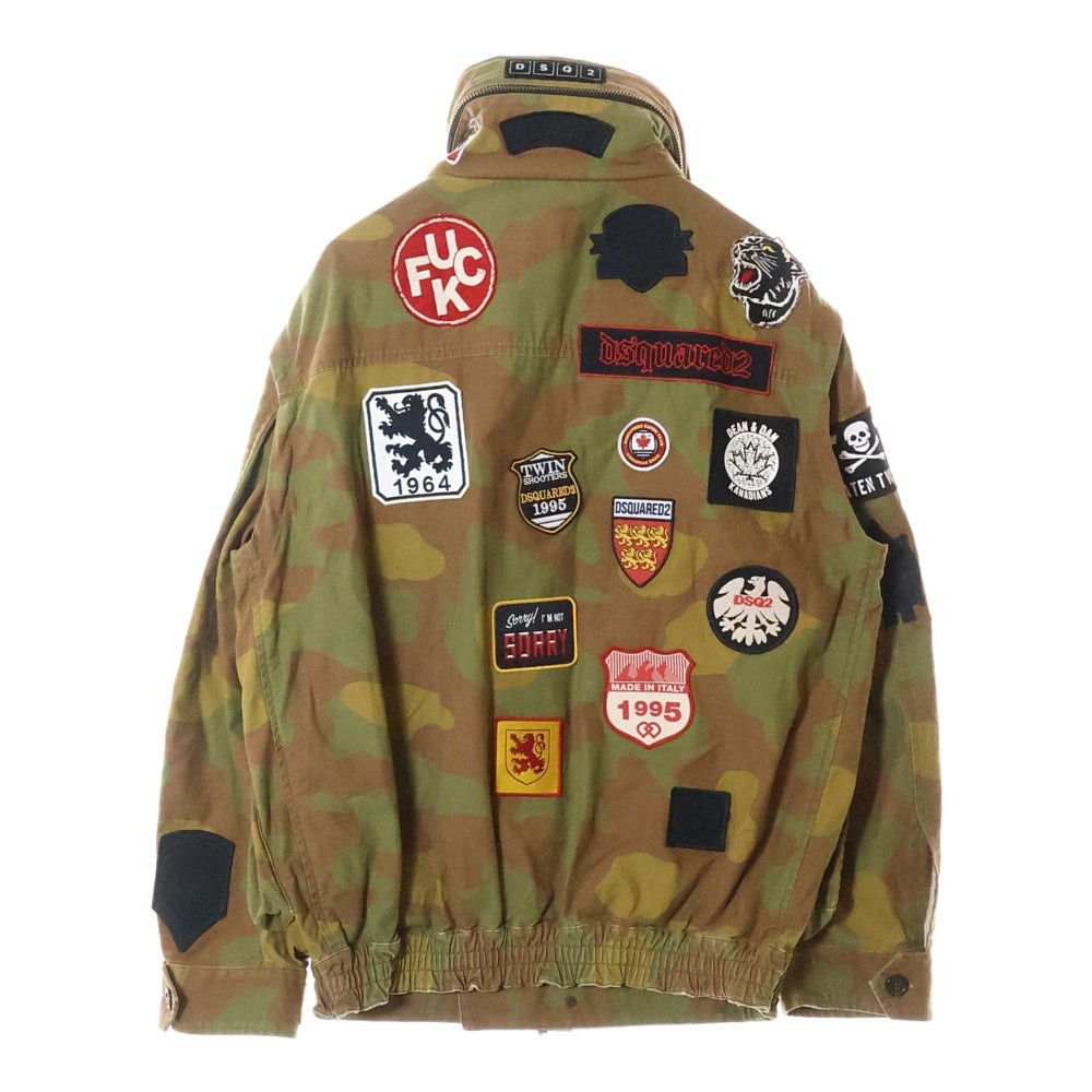 DSQUARED2(ディースクエアード) 21AW Camouflage Military Jackets カモフラージュ ミリタリージャケット カーキ/ブラウン ワッペン ピンバッチ S74AM1169 S49605