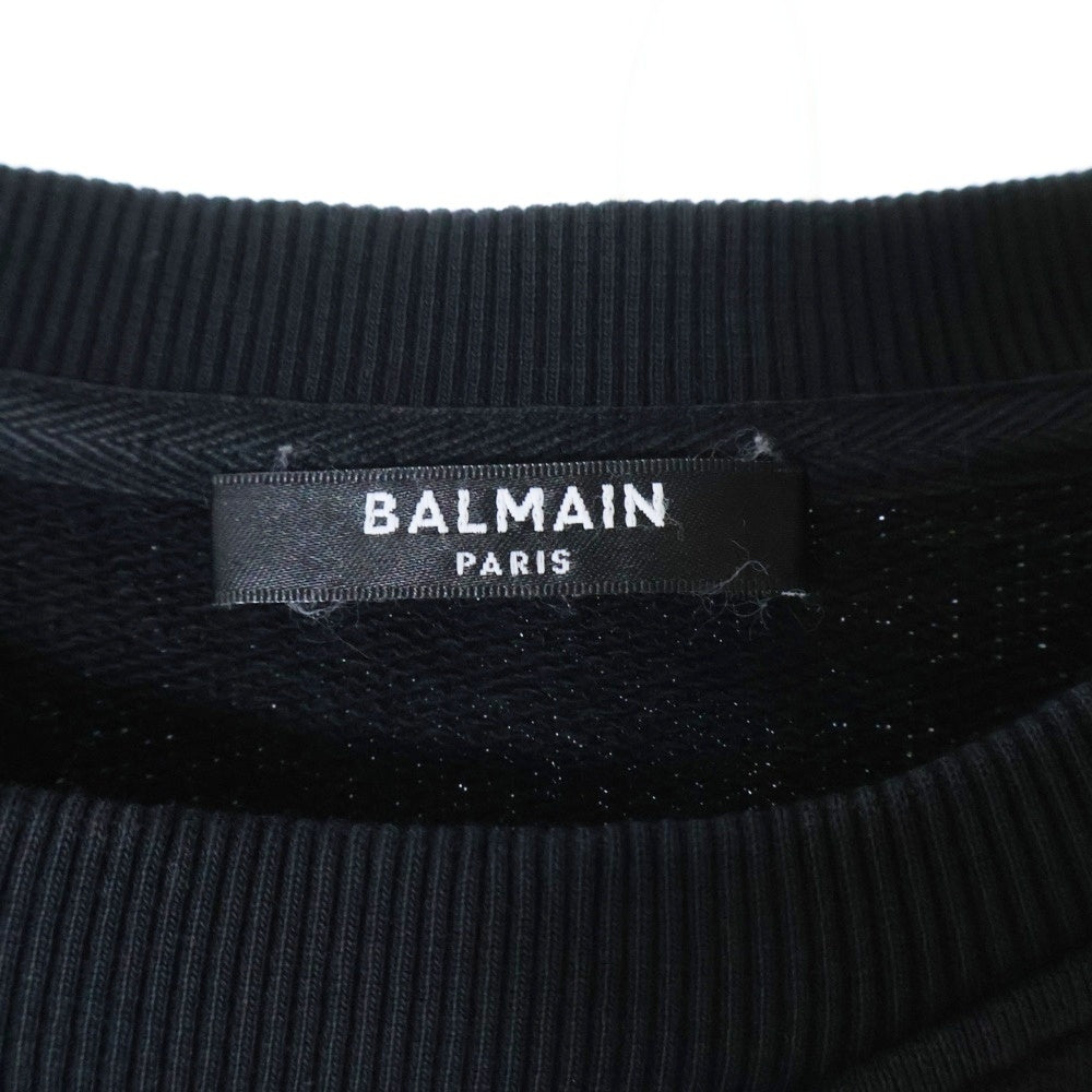 BALMAIN(バルマン) フロッキープリント クルーネックスウェット ブラック JQ0058899