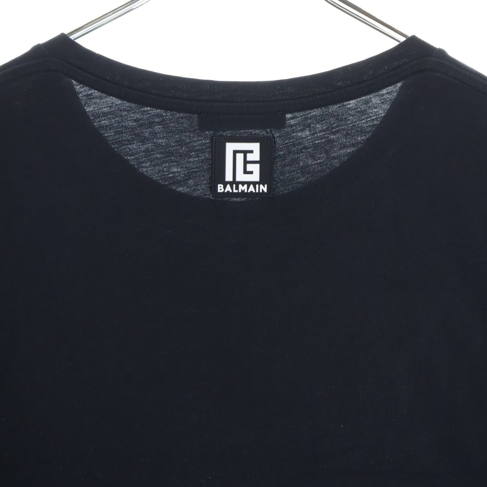 BALMAIN(バルマン) サイドロゴプリント半袖Tシャツ クルーネックカットソー ブラック EH0158815