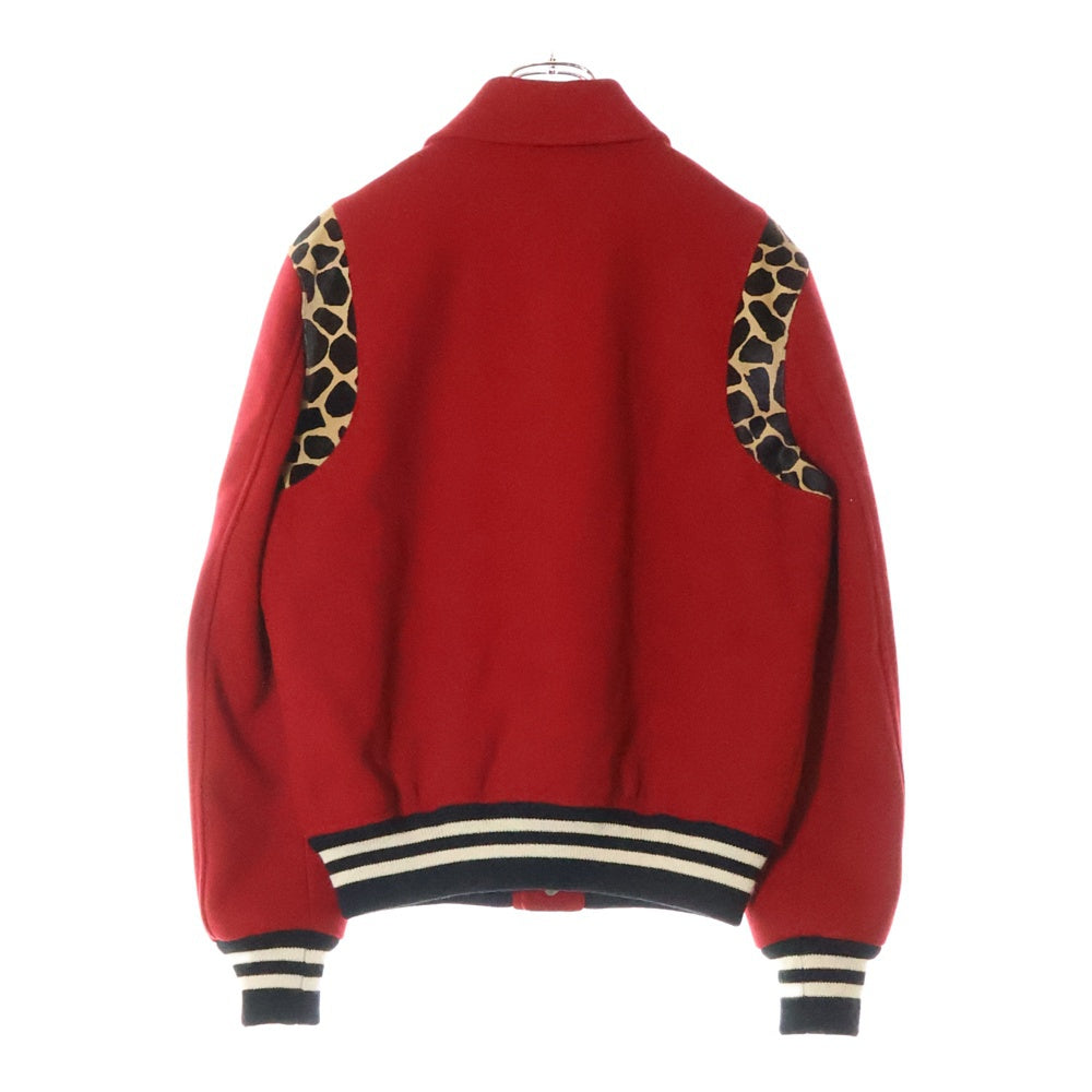SAINT LAURENT PARIS(サンローランパリ) 14AW Teddy Jacket テディジャケット ハラコ切替スタジャン ブルゾン 361790 Y580F レッド