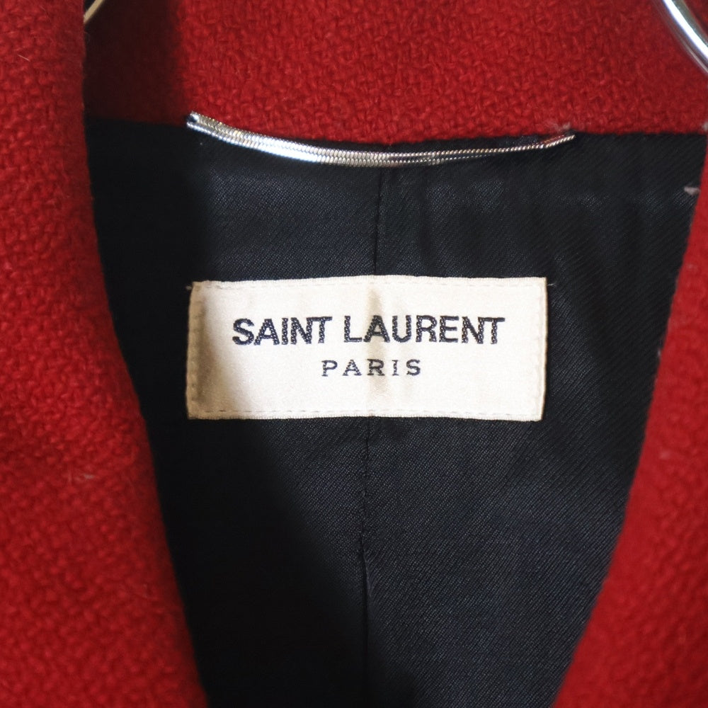 SAINT LAURENT PARIS(サンローランパリ) 14AW Teddy Jacket テディジャケット ハラコ切替スタジャン ブルゾン 361790 Y580F レッド