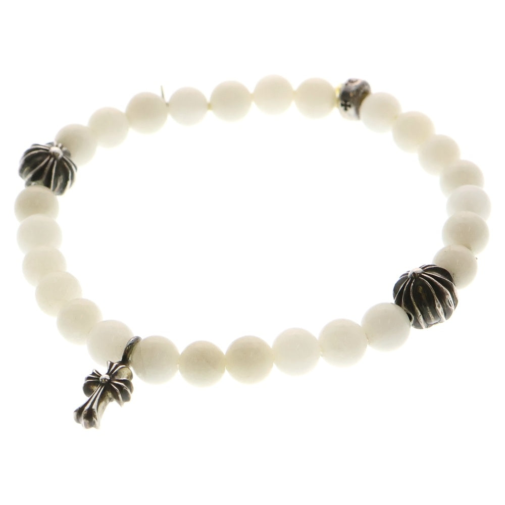 CHROME HEARTS(クロムハーツ) 6mm BEAD 6mmビーズブレス STACK CH CROSS付き BEAD6mmビーズブレスレット ホワイト