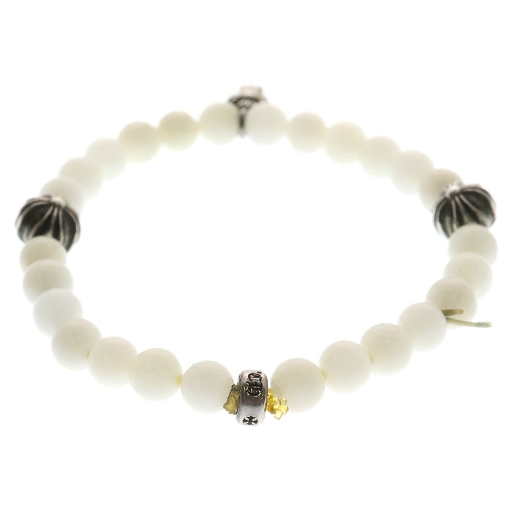 CHROME HEARTS(クロムハーツ) 6mm BEAD 6mmビーズブレス STACK CH CROSS付き BEAD6mmビーズブレスレット ホワイト