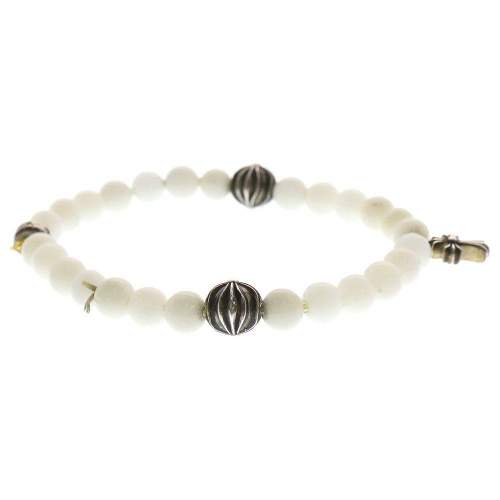 CHROME HEARTS(クロムハーツ) 6mm BEAD 6mmビーズブレス STACK CH CROSS付き BEAD6mmビーズブレスレット ホワイト