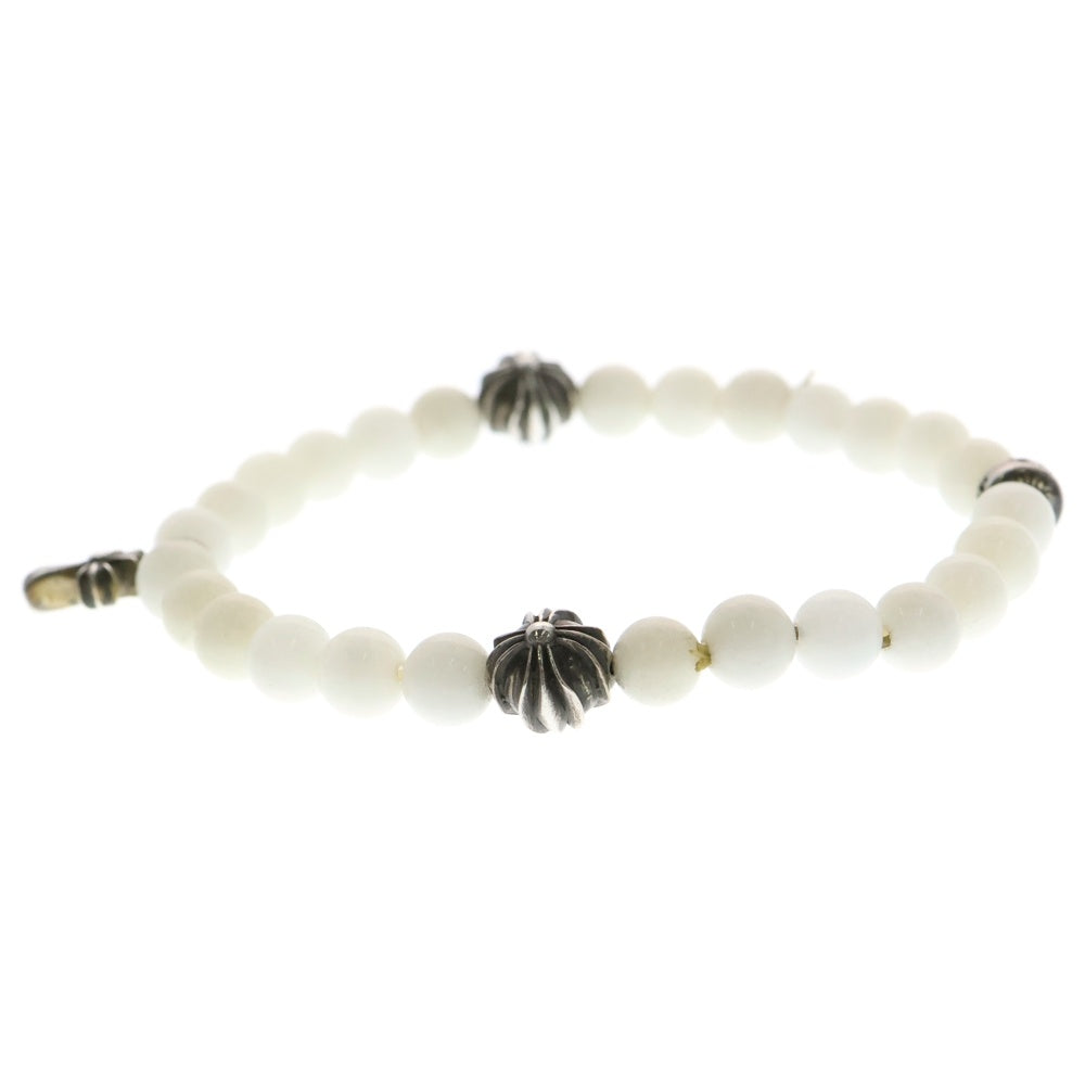 CHROME HEARTS(クロムハーツ) 6mm BEAD 6mmビーズブレス STACK CH CROSS付き BEAD6mmビーズブレスレット ホワイト