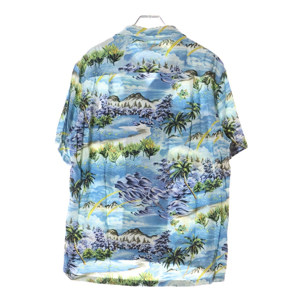 SAINT LAURENT PARIS(サンローランパリ) 16SS エディ期 Rayon Shirt ハワイアンプリント 半袖レーヨンシャツ アロハシャツ 415167 Y934L ブルー