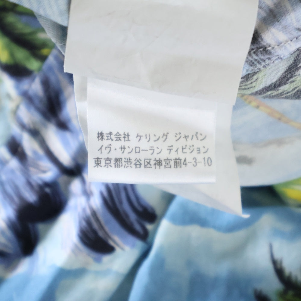 SAINT LAURENT PARIS(サンローランパリ) 16SS エディ期 Rayon Shirt ハワイアンプリント 半袖レーヨンシャツ アロハシャツ 415167 Y934L ブルー