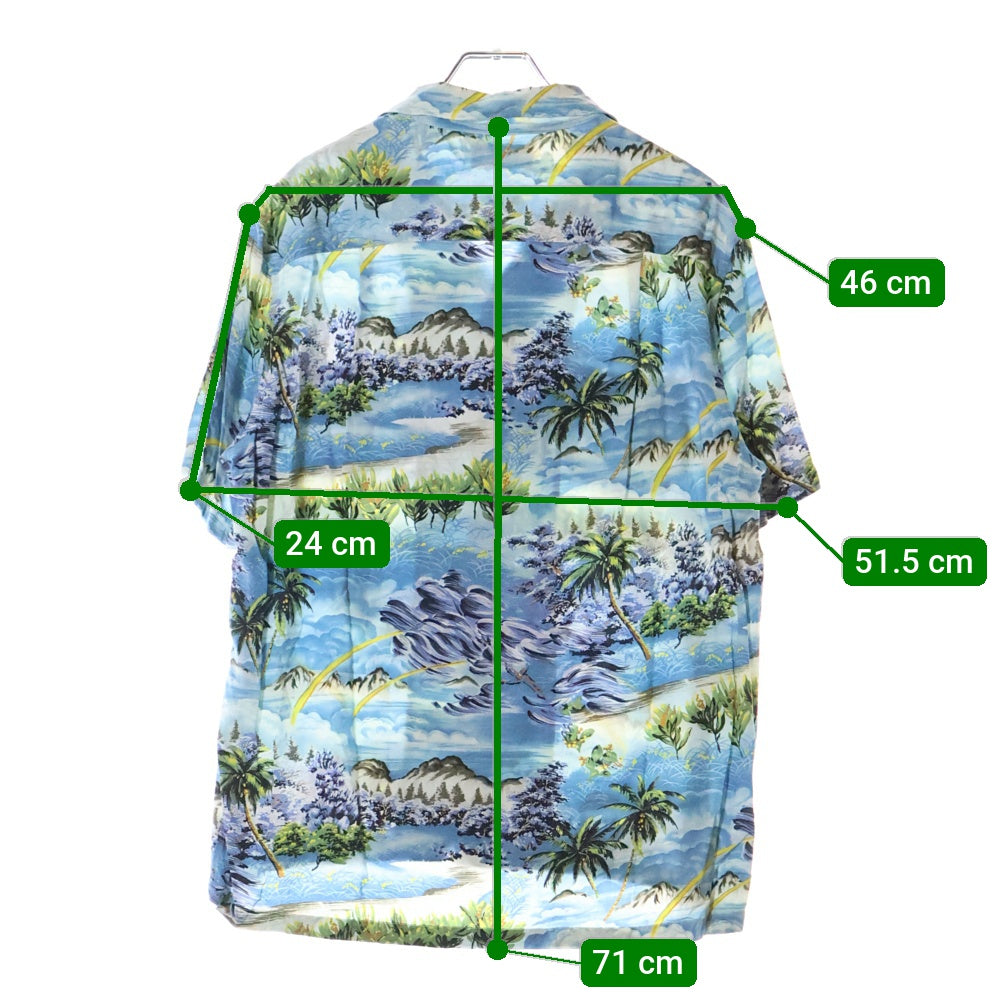 SAINT LAURENT PARIS(サンローランパリ) 16SS エディ期 Rayon Shirt ハワイアンプリント 半袖レーヨンシャツ アロハシャツ 415167 Y934L ブルー