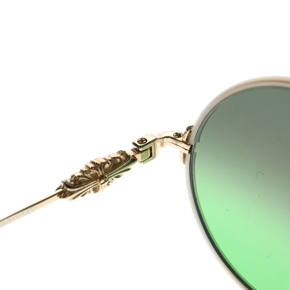 CHROME HEARTS(クロムハーツ) MCRYS-GP-P OVARYEASY ラウンド型 サイドフローラルクロス ラウンド型 サングラス ゴールド/グリーン