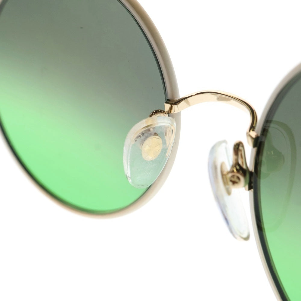 CHROME HEARTS(クロムハーツ) MCRYS-GP-P OVARYEASY ラウンド型 サイドフローラルクロス ラウンド型 サングラス ゴールド/グリーン