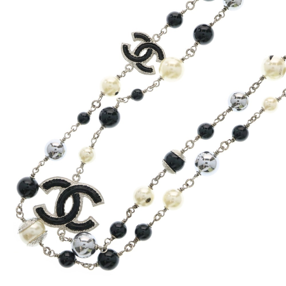CHANEL(シャネル) ココマーク フェイクパール ロングネックレス シルバー