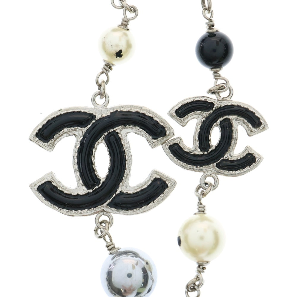 CHANEL(シャネル) ココマーク フェイクパール ロングネックレス シルバー