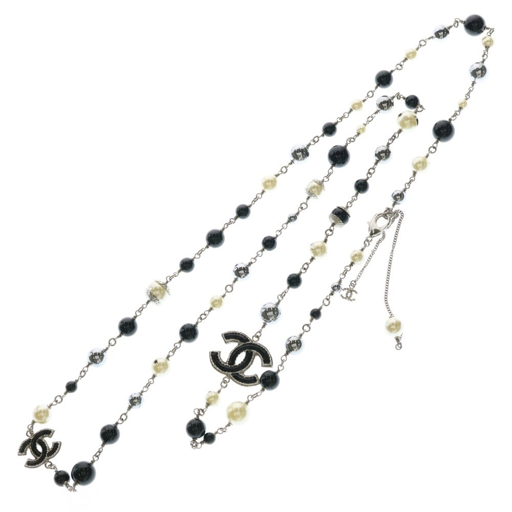 CHANEL(シャネル) ココマーク フェイクパール ロングネックレス シルバー