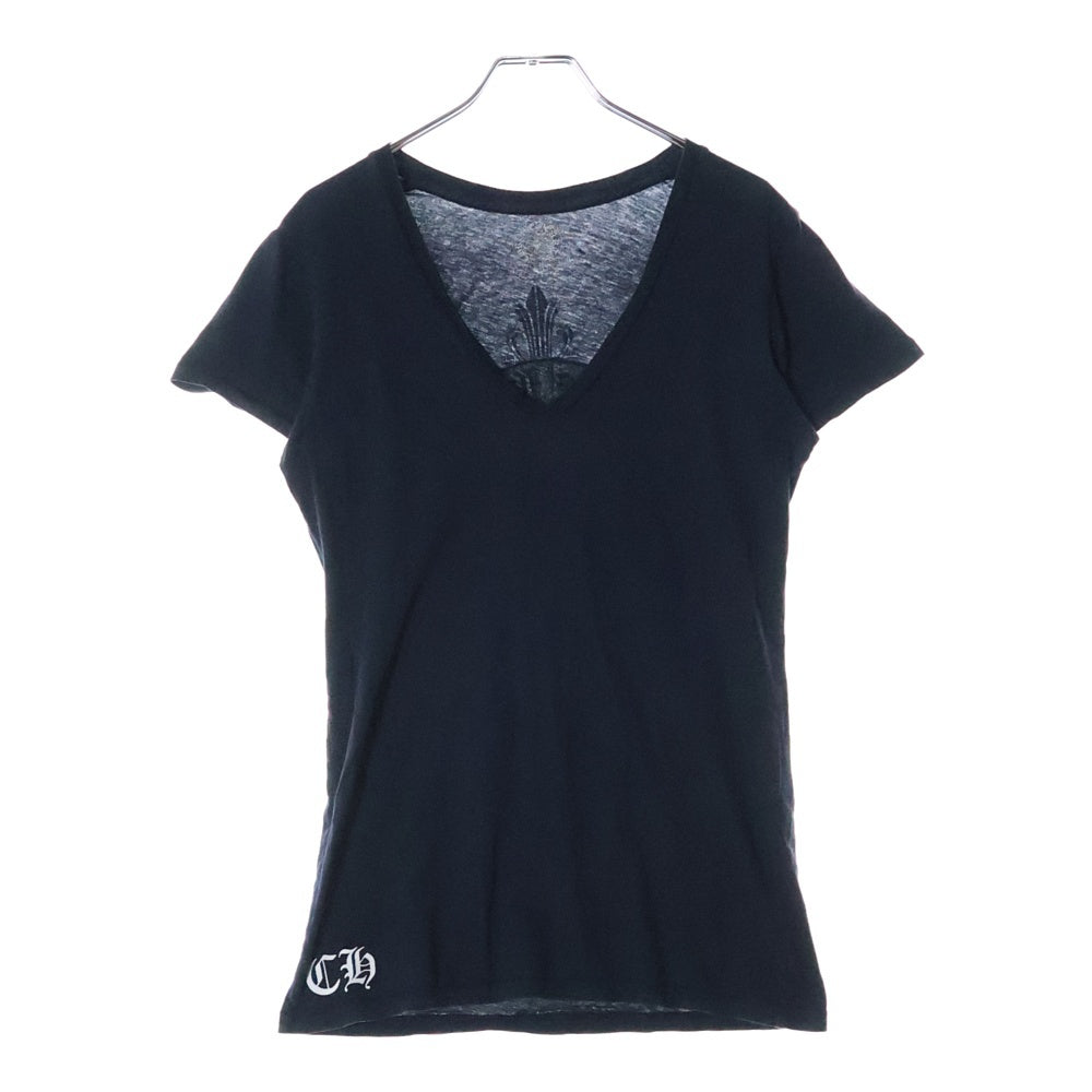 CHROME HEARTS(クロムハーツ) バックホースシュープリント Vネック 半袖Tシャツ ネイビー レディース