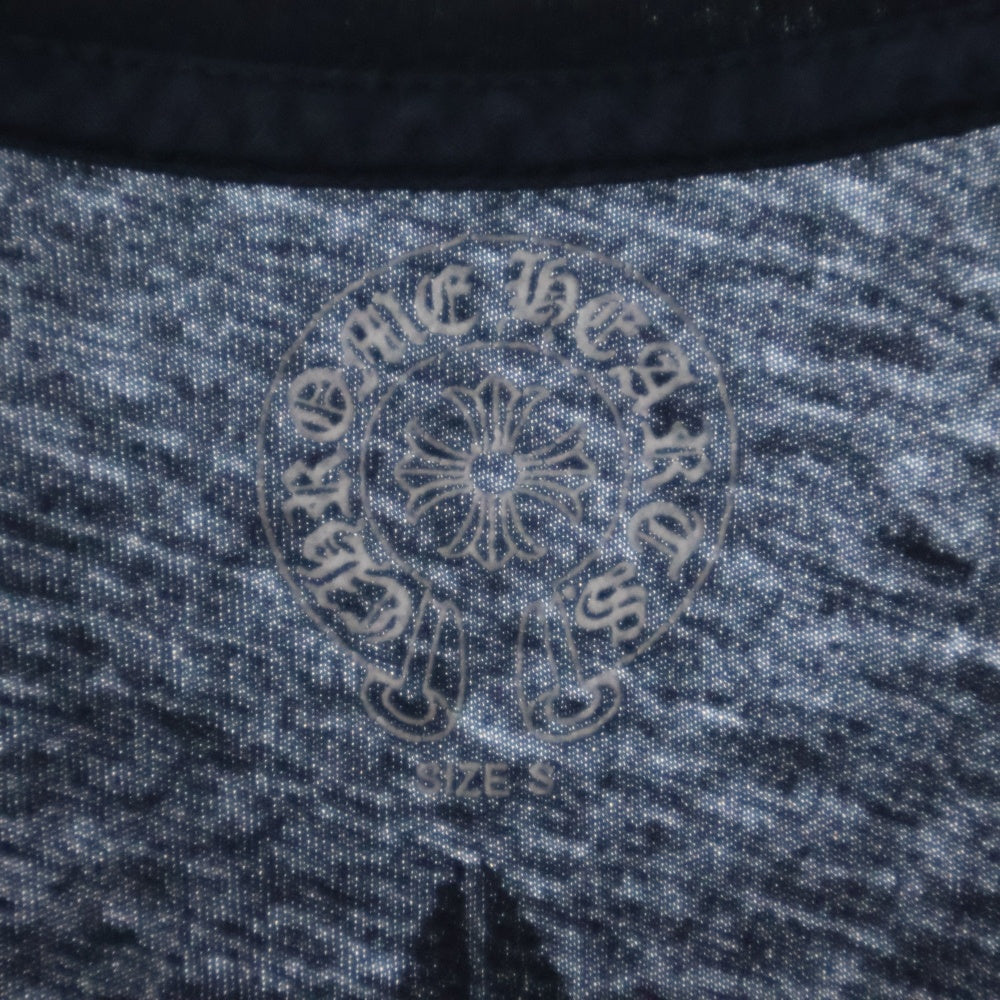 CHROME HEARTS(クロムハーツ) バックホースシュープリント Vネック 半袖Tシャツ ネイビー レディース