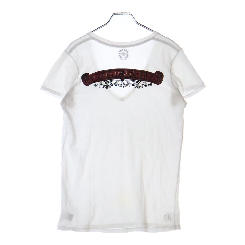 CHROME HEARTS(クロムハーツ) スクロールラベルフローラルプリント Vネック半袖Tシャツ ホワイト
