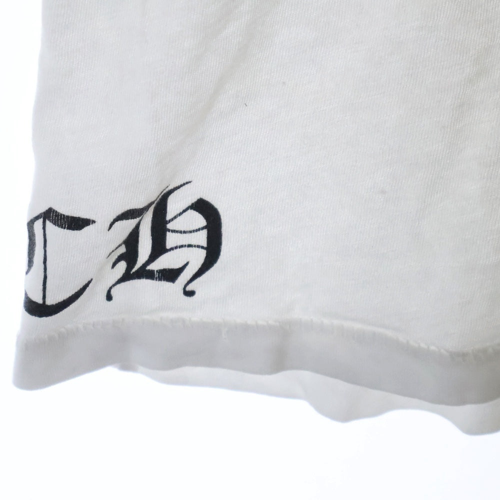 CHROME HEARTS(クロムハーツ) スクロールラベルフローラルプリント Vネック半袖Tシャツ ホワイト