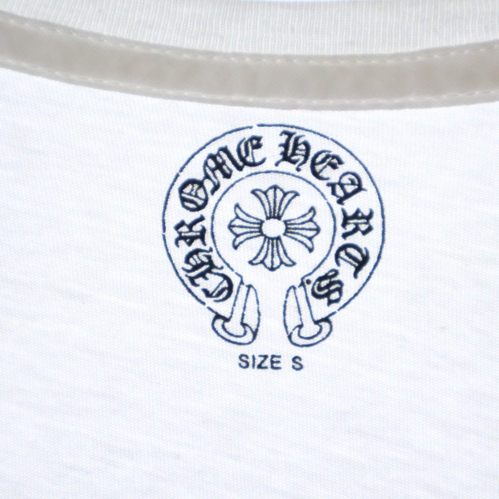 CHROME HEARTS(クロムハーツ) スクロールラベルフローラルプリント Vネック半袖Tシャツ ホワイト