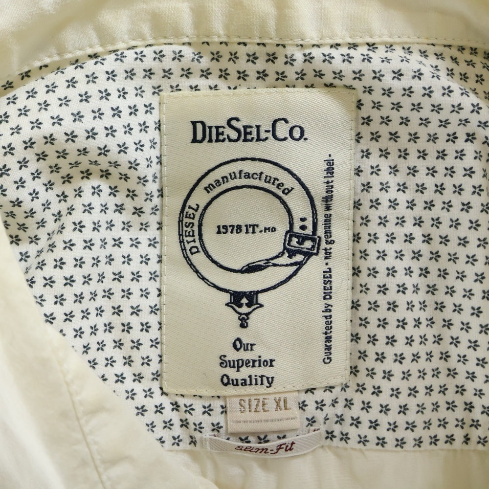DIESEL(ディーゼル) 半袖シャツ ミリタリーシャツ エポレット ジップポケット ホワイト