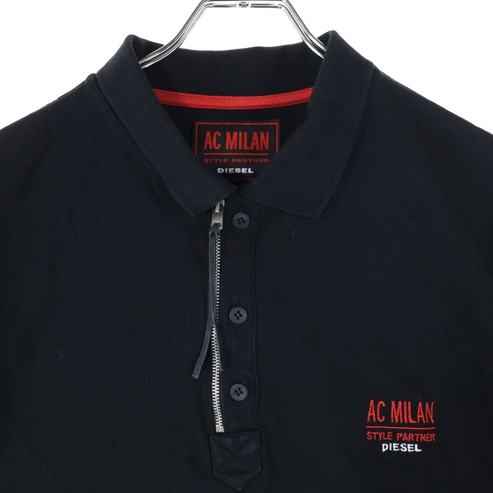 DIESEL(ディーゼル) ×AC MILAN ポロシャツ 半袖シャツ ハーフジップ ブラック/レッド