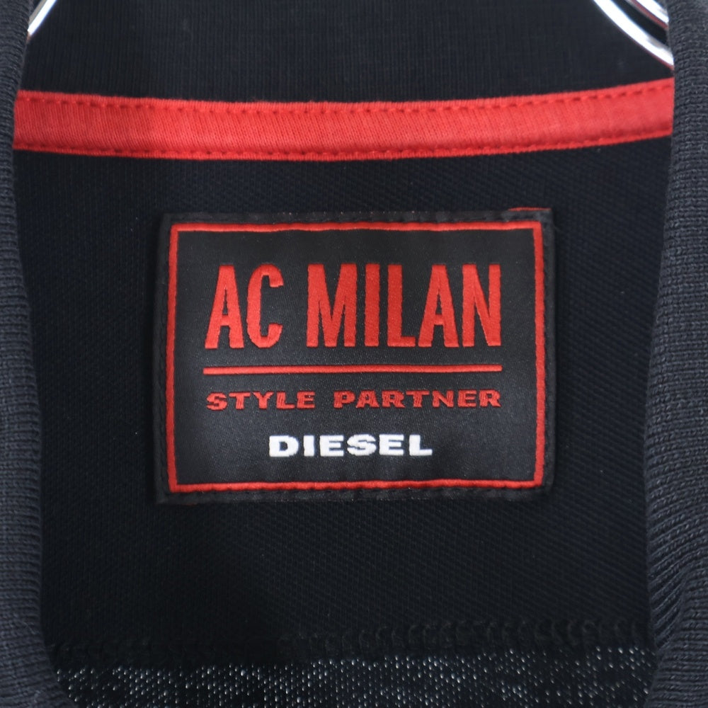 DIESEL(ディーゼル) ×AC MILAN ポロシャツ 半袖シャツ ハーフジップ ブラック/レッド