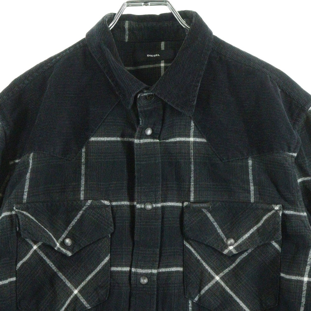 DIESEL(ディーゼル) ウェスタンシャツ 長袖シャツ コーデュロイ チェック ブラック