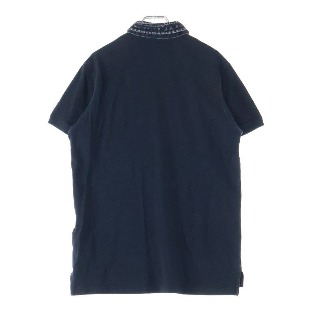 DIESEL(ディーゼル) ポロシャツ デニム ドッキングシャツ ダメージ加工 ネイビー