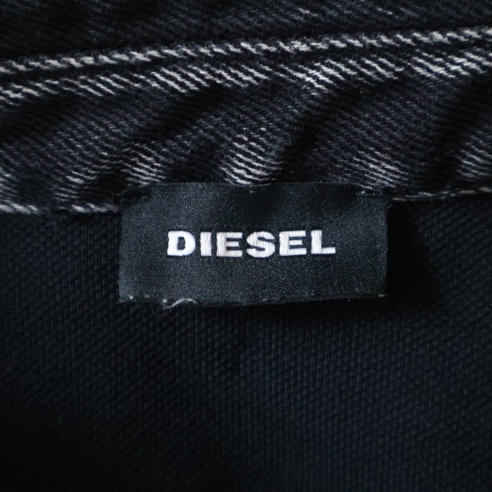 DIESEL(ディーゼル) ポロシャツ デニム ドッキングシャツ ダメージ加工 ネイビー