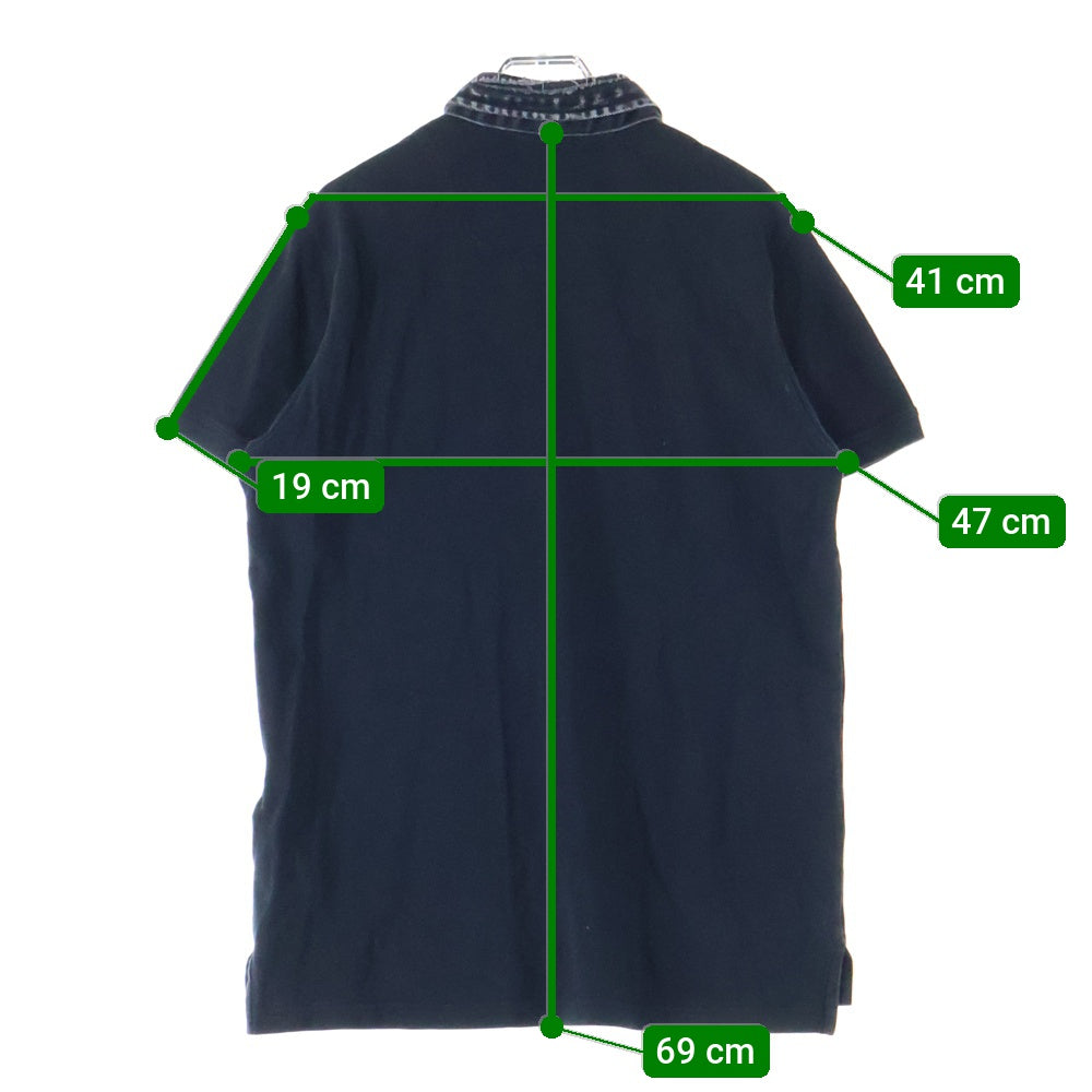 DIESEL(ディーゼル) ポロシャツ デニム ドッキングシャツ ダメージ加工 ネイビー