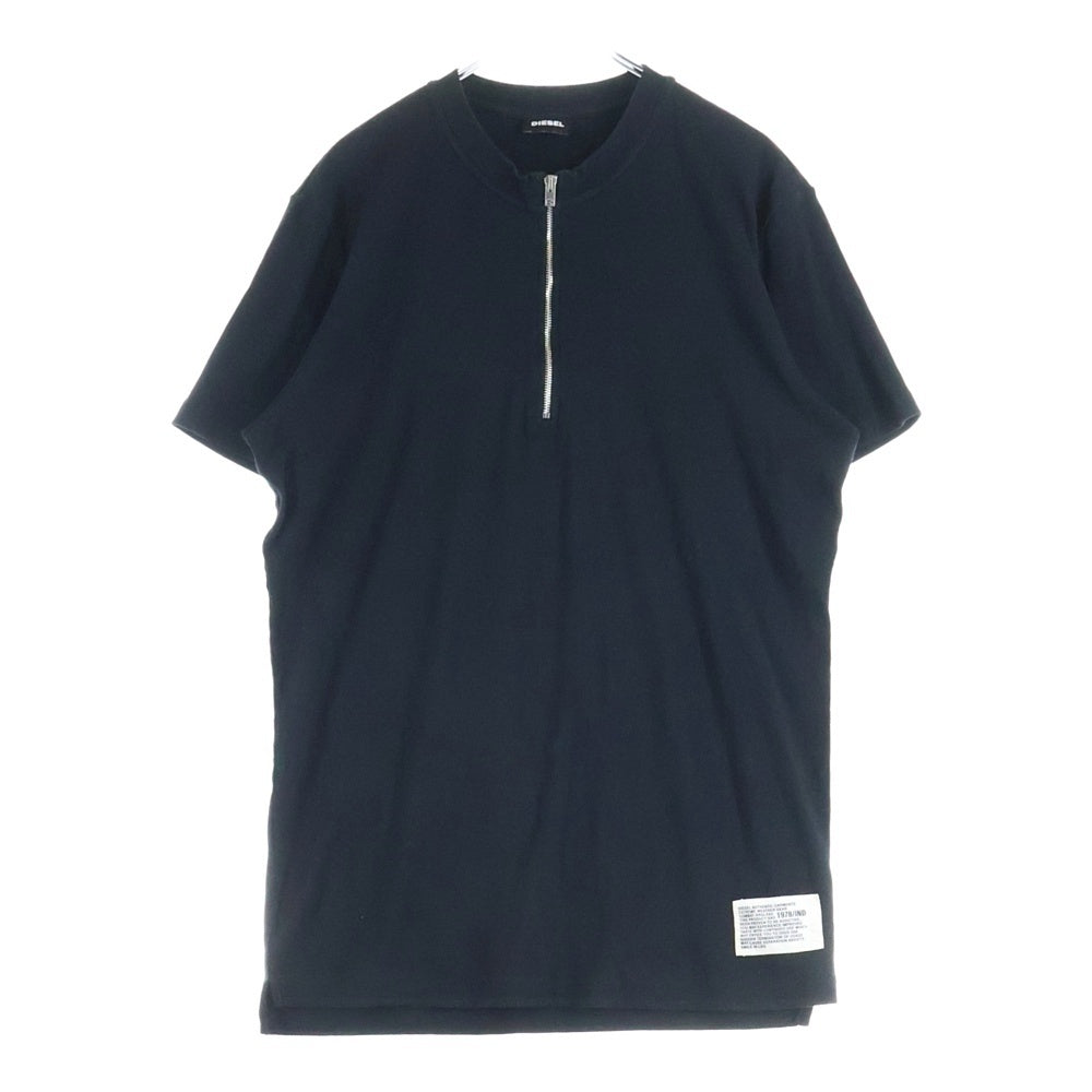 DIESEL(ディーゼル) Tシャツ 半袖カットソー ハーフジップ リブニット ブラック