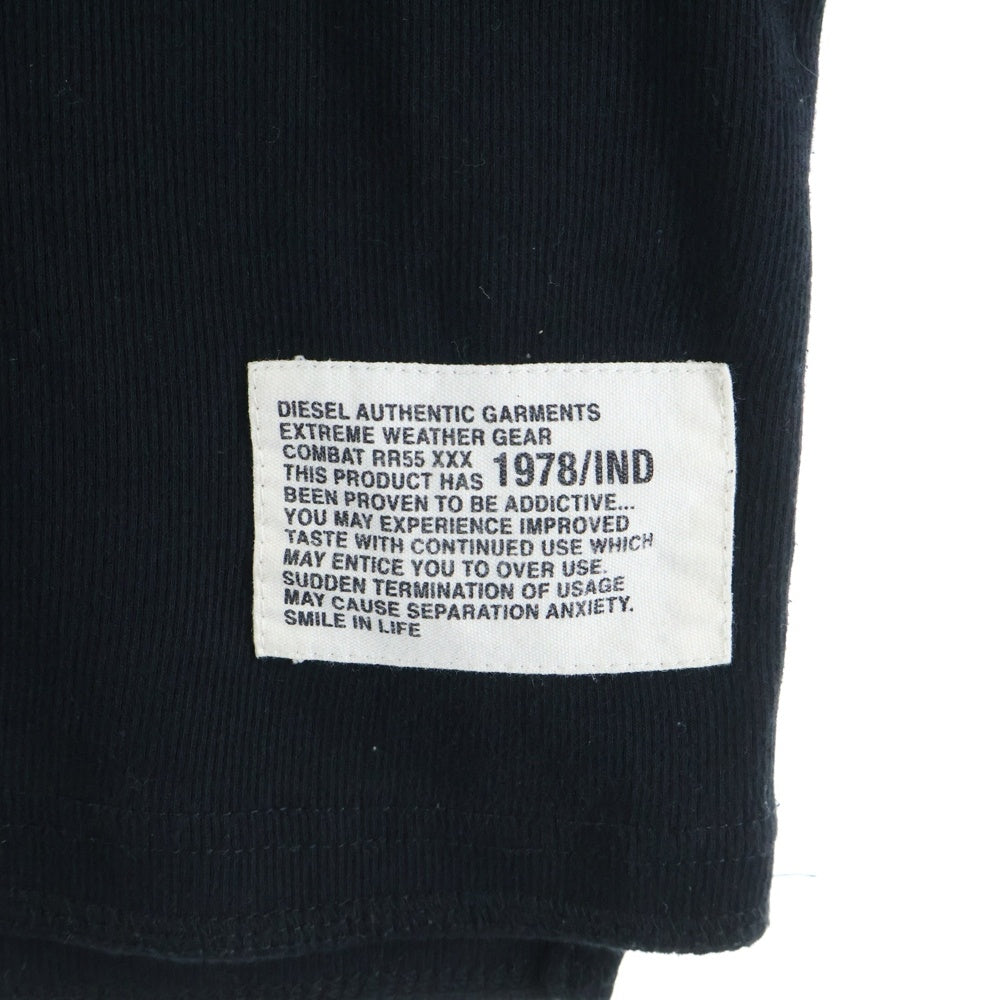 DIESEL(ディーゼル) Tシャツ 半袖カットソー ハーフジップ リブニット ブラック