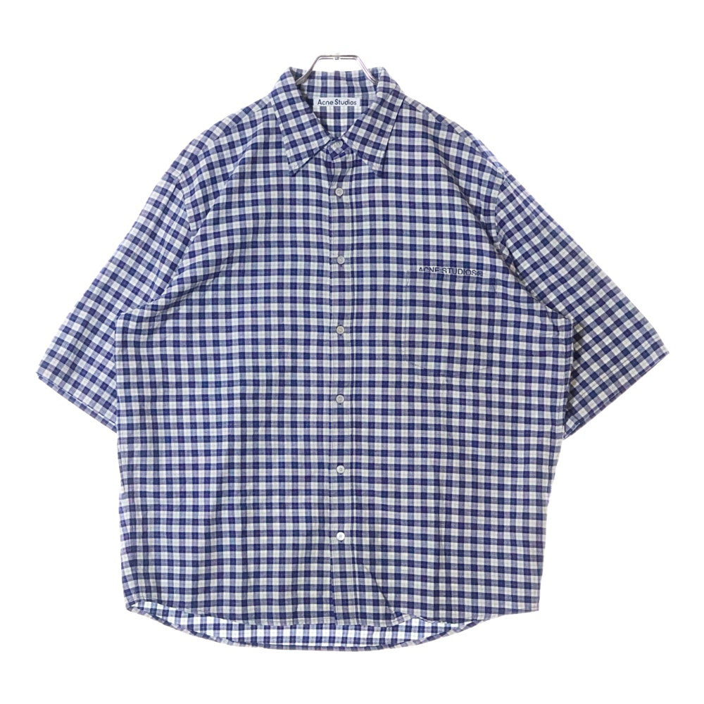 Acne Studios(アクネ ストゥディオズ) LOGO EMBROIDERY REGULAR COLLAR S/S BOX SHIRT ロゴ エンブロイダリー レギュラー カラー ショートスリーブ ボックスシャツ 半袖シャツ FN-MN-SHIR000659