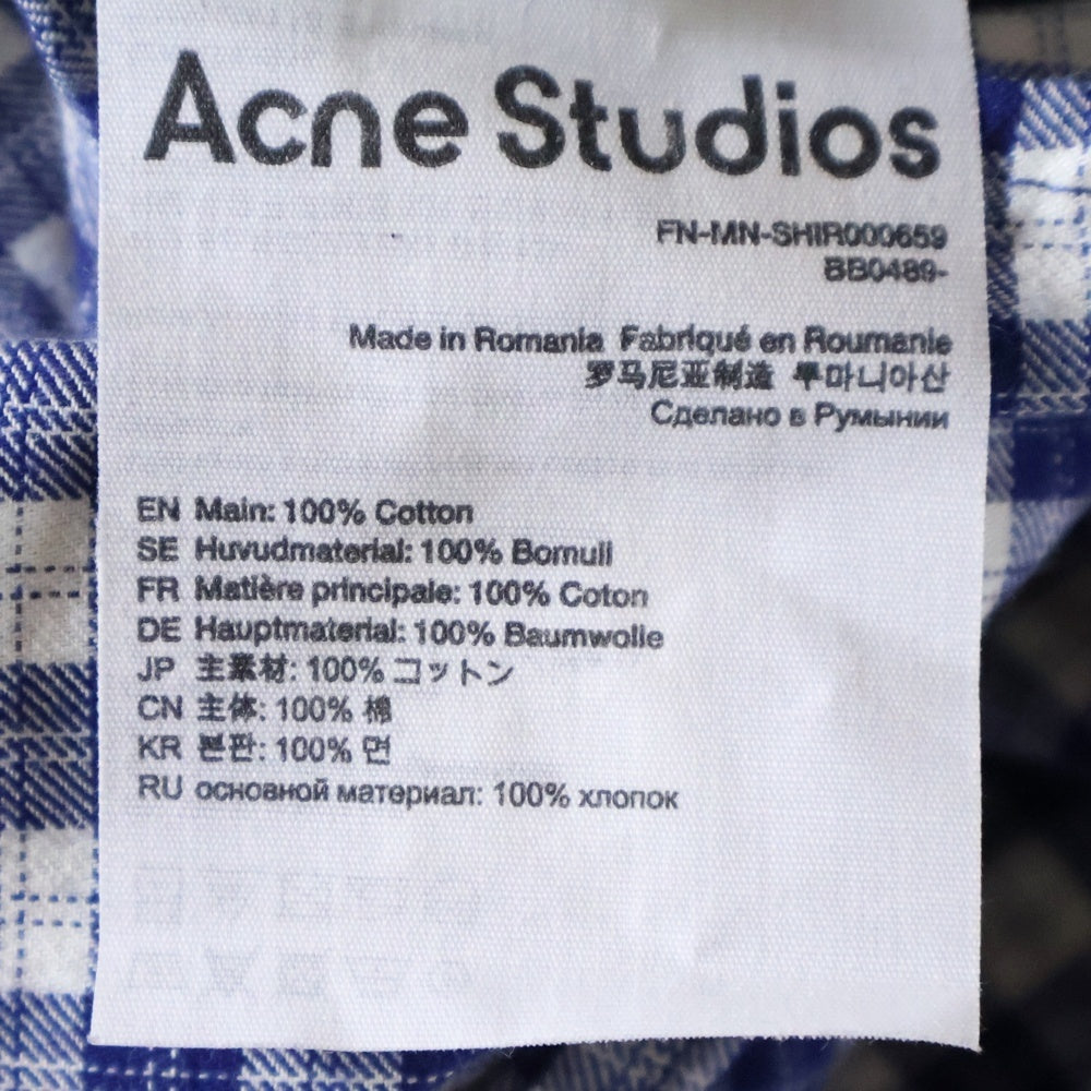 Acne Studios(アクネ ストゥディオズ) LOGO EMBROIDERY REGULAR COLLAR S/S BOX SHIRT ロゴ エンブロイダリー レギュラー カラー ショートスリーブ ボックスシャツ 半袖シャツ FN-MN-SHIR000659